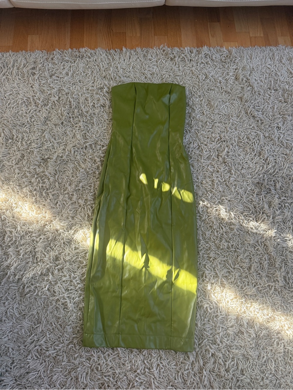 Amazon Olive Green Strapless Midi Dress